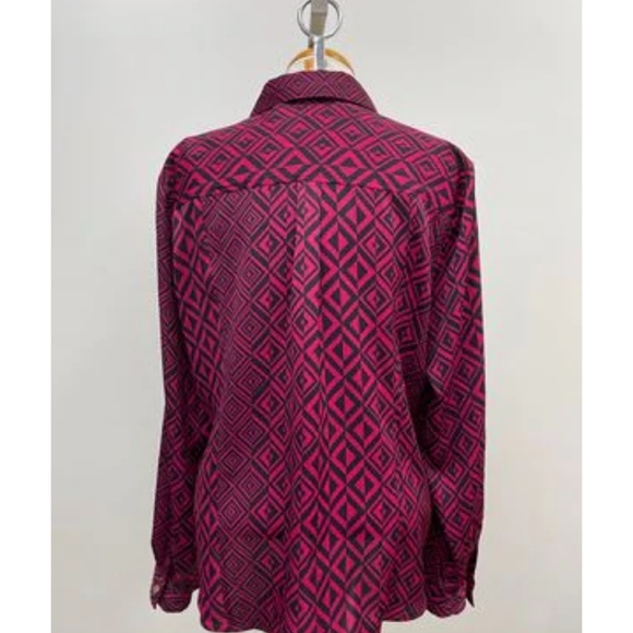 Dana Buchman XL Pink Geometric Patterned Blouse - Picture 2 of 5